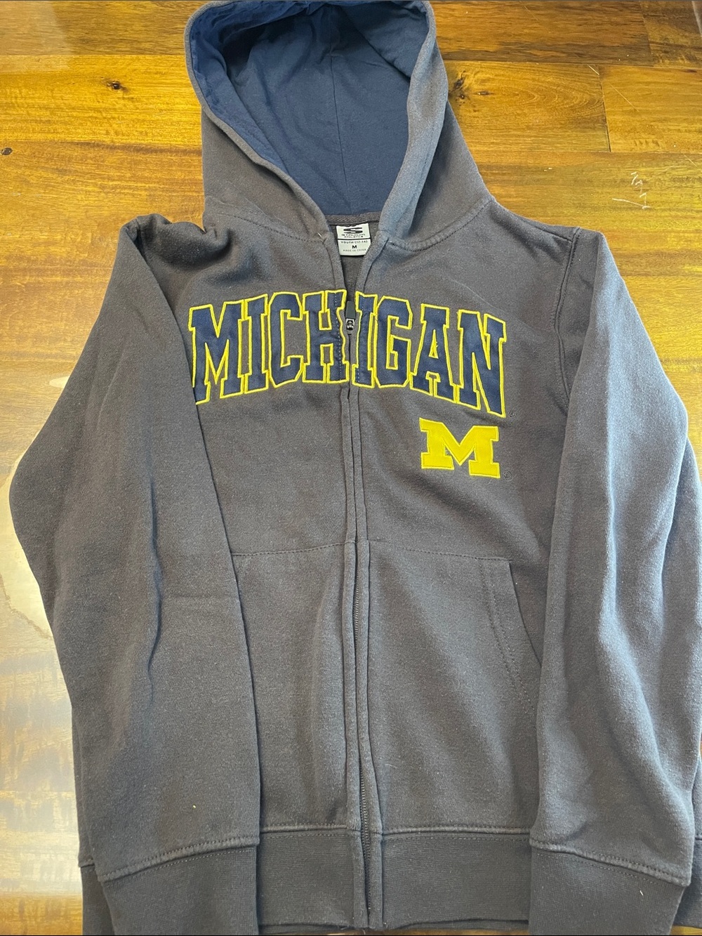 Stadium Athletics Navy Hoodie with Yellow Michigan Logo